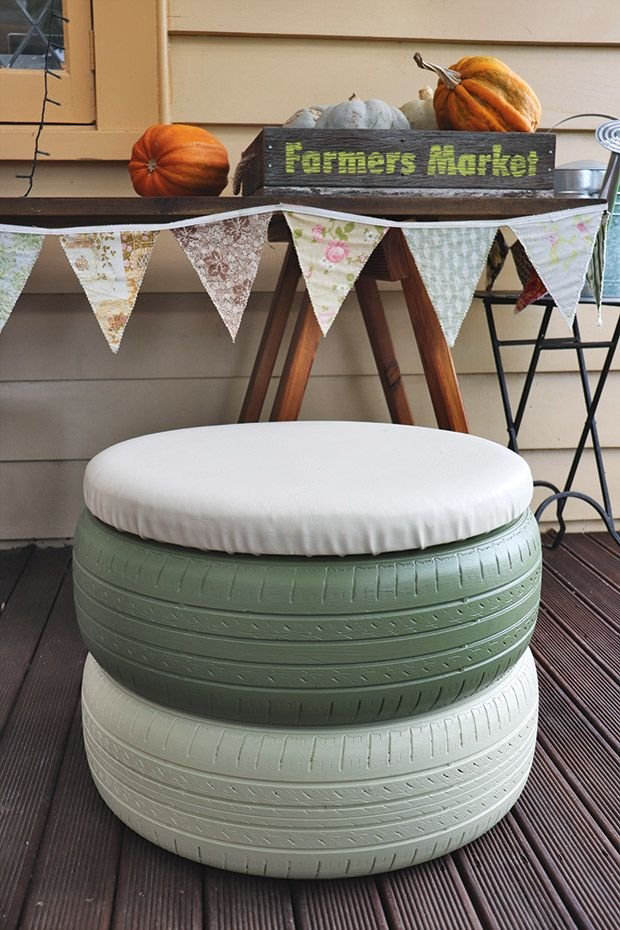 Upcycle old tyres into a cute seat at home