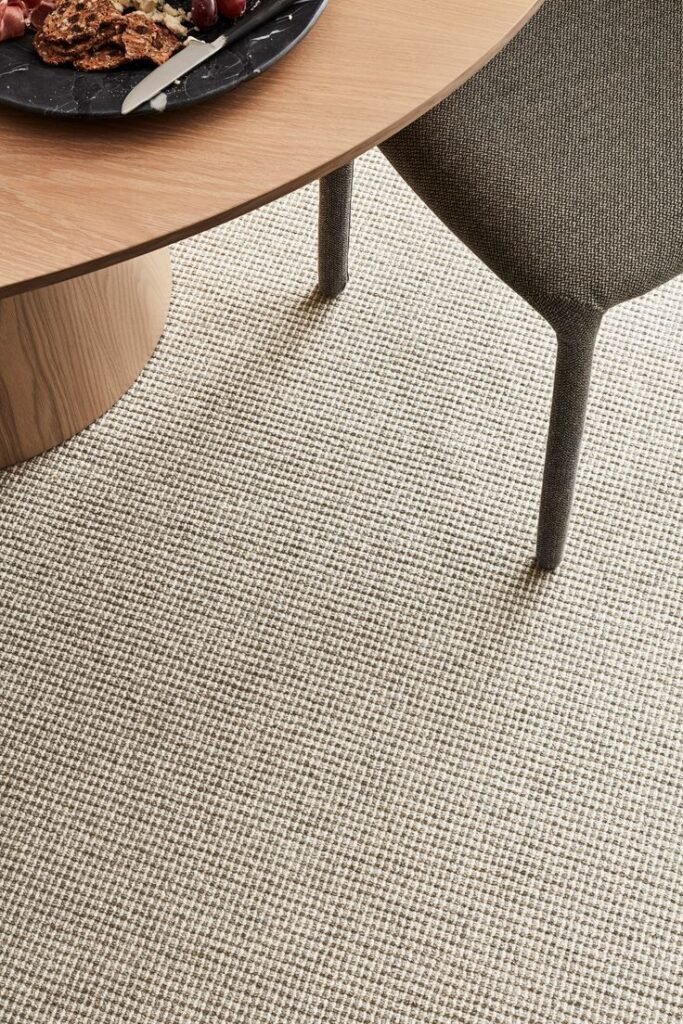 Wool loop pile carpet as flooring